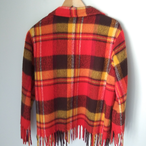 Vintage fringe plaid jacket Size L - Picture 5 of 9